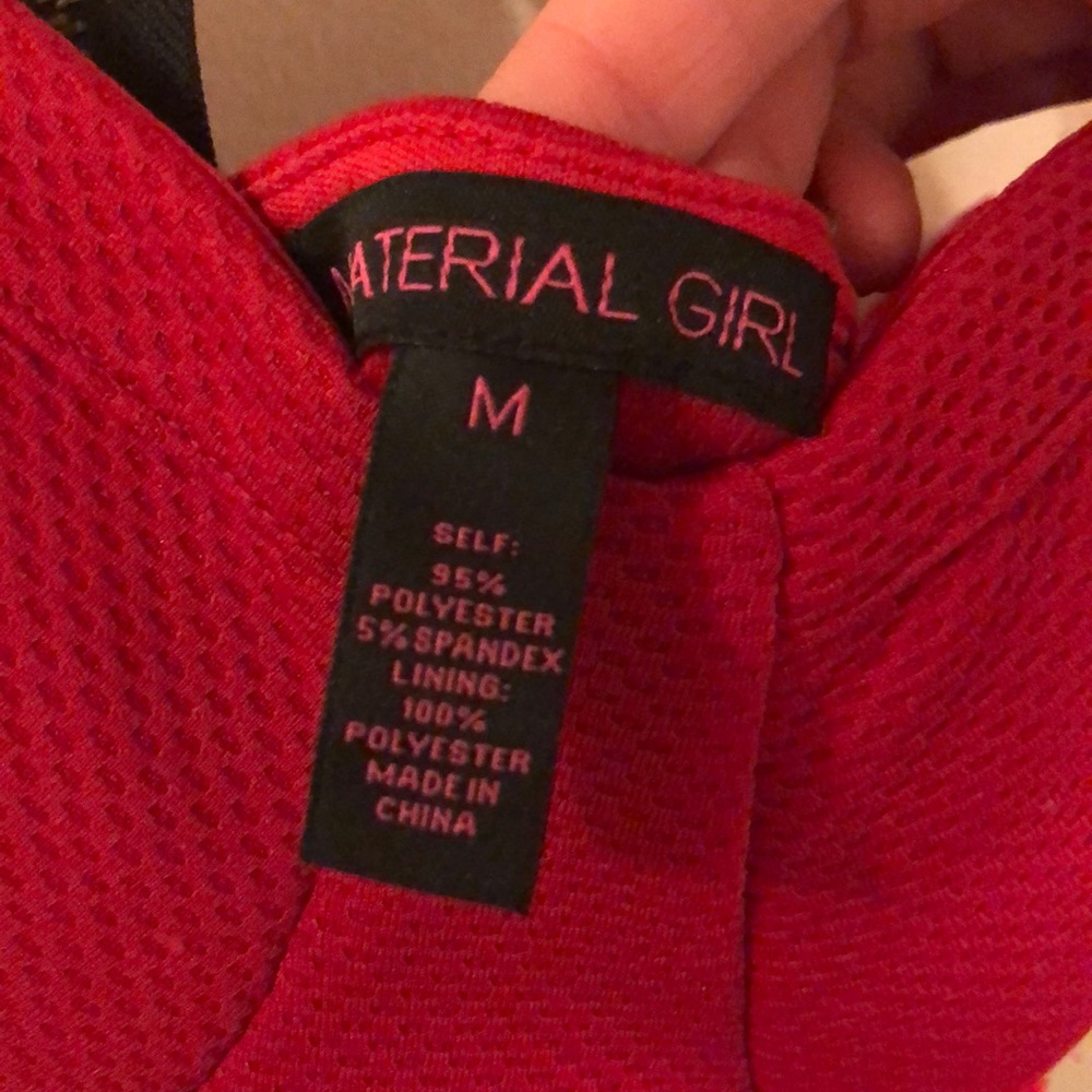 Material Girl Scalloped Dress Red Zip Up Medium - Picture 4 of 6